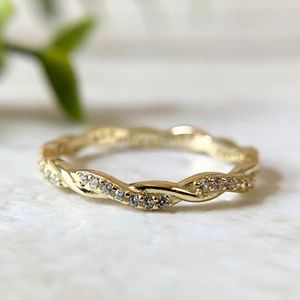 Dainty 14k Gold Plated Eternity Ring 925 Sterling Silver CZ Infinity Band Ring
